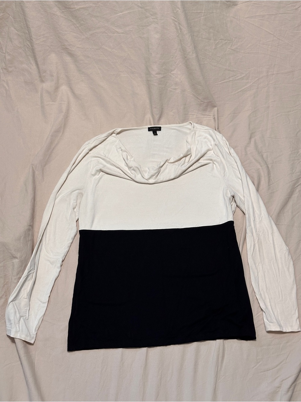Talbots Two-Tone Black and White Long Sleeve Women's Top